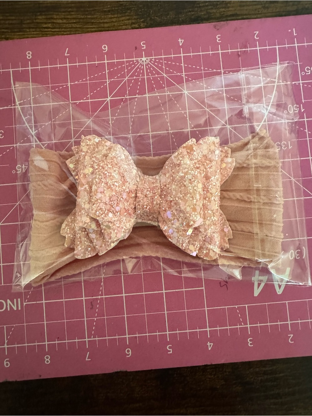 Sparkle Bow Stretch Headband for Kids - Blush Pink